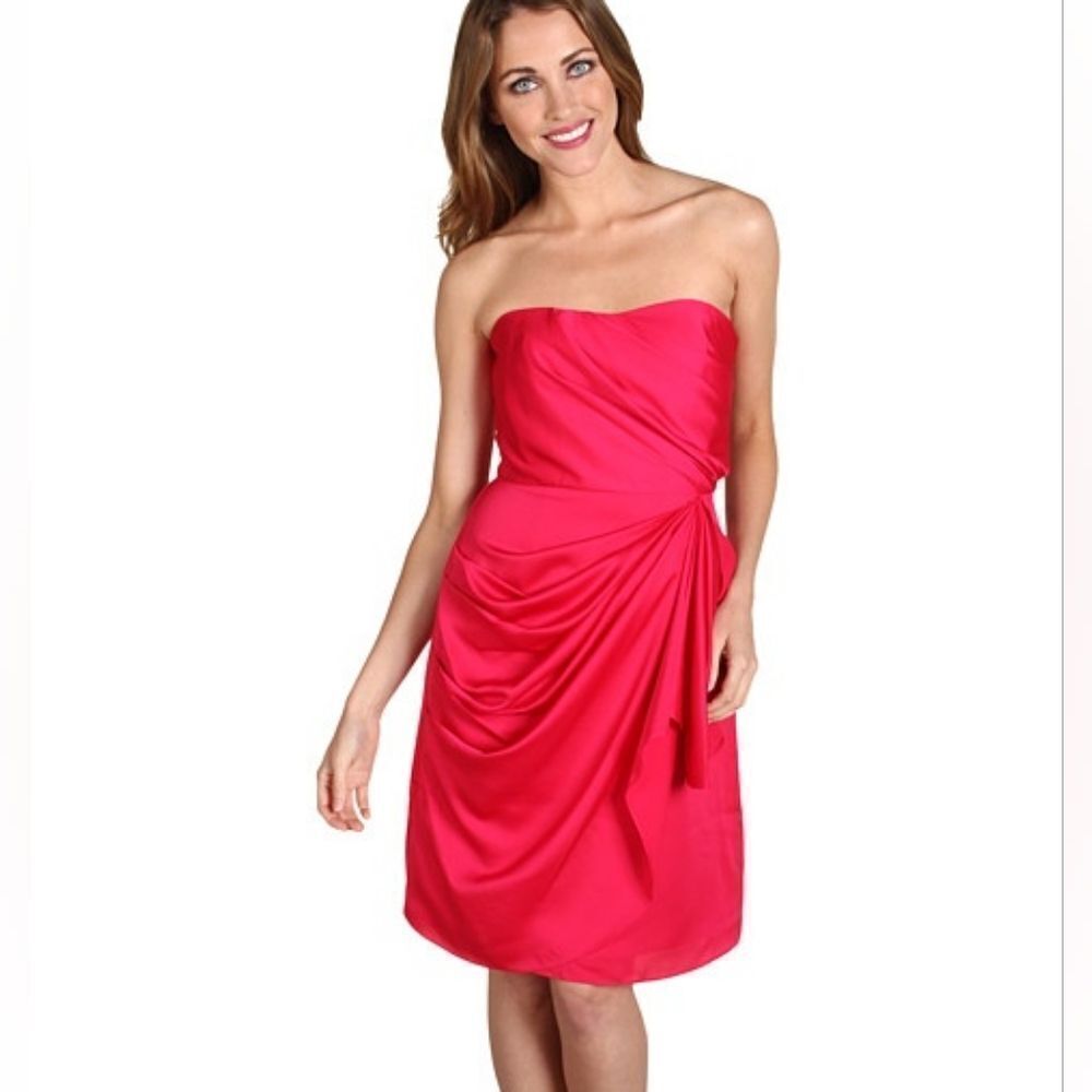 Max and Cleo Cosmic Pink Lulu Strapless Ruched Dress Size 12